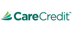 A green and white logo for care credit.