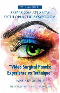 A poster with an eye and the words " video surgical panels : experience vs technique ".