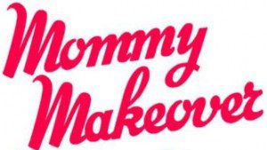 A red and white logo for mommy makeover.
