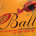 A poster of nerf ball with the words " nerf ball " written in it.