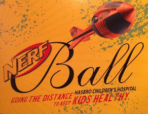 A poster of nerf ball with the words " nerf ball " written in it.