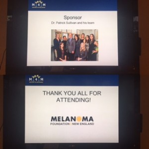 Two screens showing a presentation of the melanoma foundation.