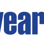 A blue logo of the word " year ".
