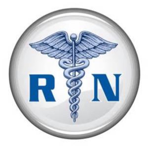 A white button with an image of a medical symbol.