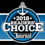 A blue and black logo for the providence journal readers ' choice awards.