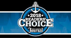 A blue and black logo for the providence journal readers ' choice awards.
