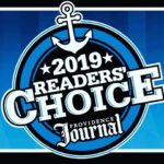 A blue and black logo for the 2 0 1 9 readers ' choice awards.